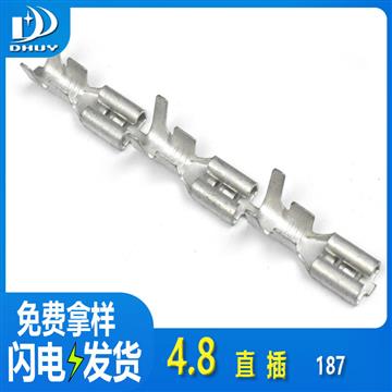 兴通-4.8直插母插簧双管接线端子187带锁端子187端子-工厂直销